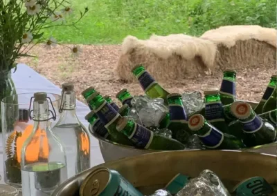 Selection of drinks at camp lunch